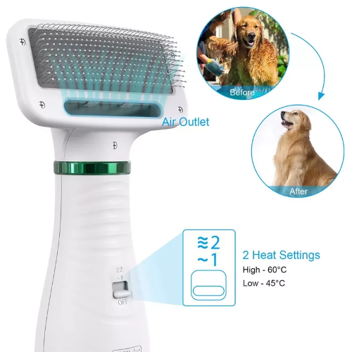 CEPILLO SECADOR DE MASCOTA™ 2 EN 1