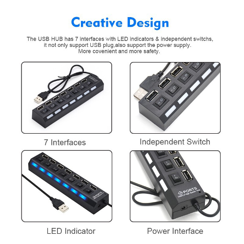 MULTIPUERTO HUB 7 PUERTOS USB 3,0
